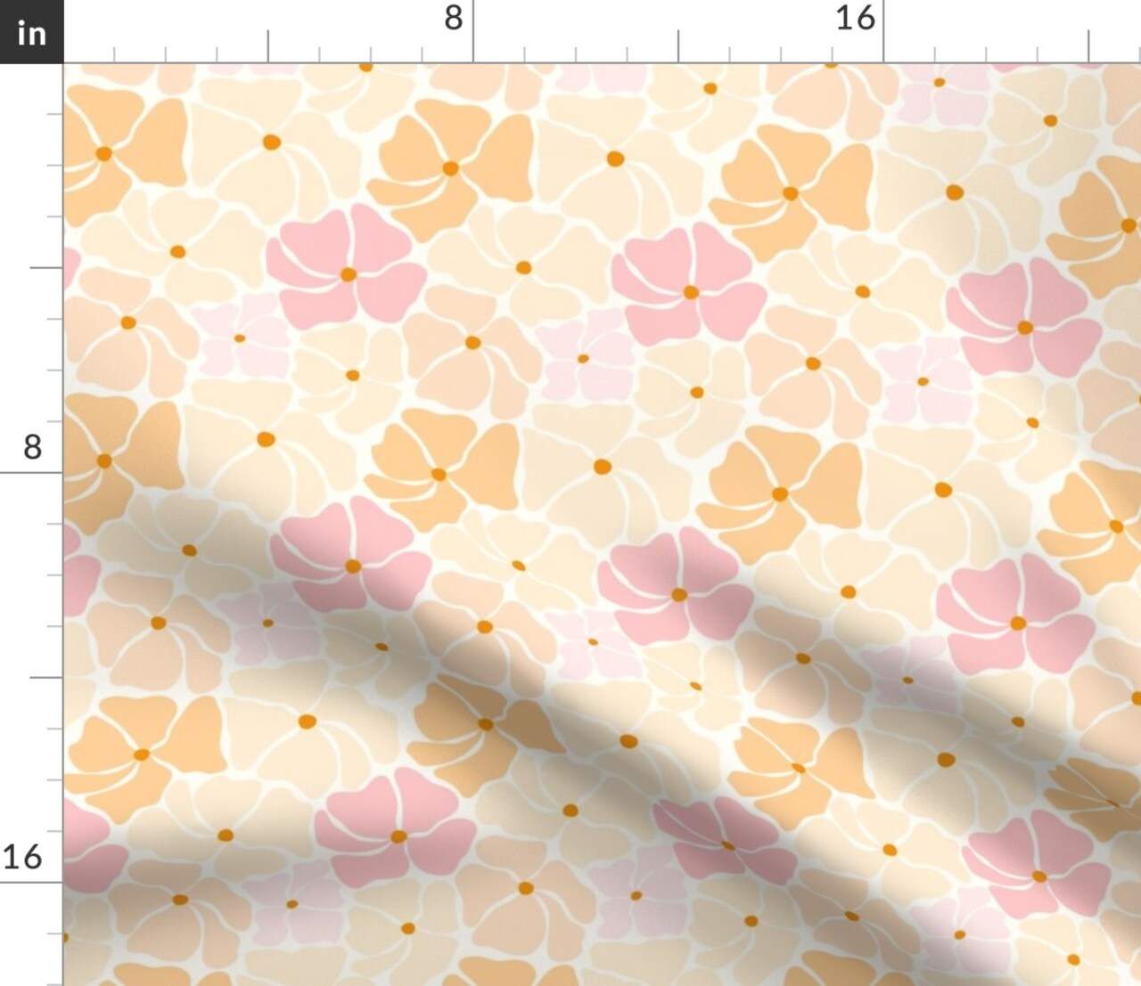 Retro Floral Pink Yellow Orange Pastel Flowers Custom Printed Fabric by Spoonflower Various Fabrics by the Yard or Fat Quarter